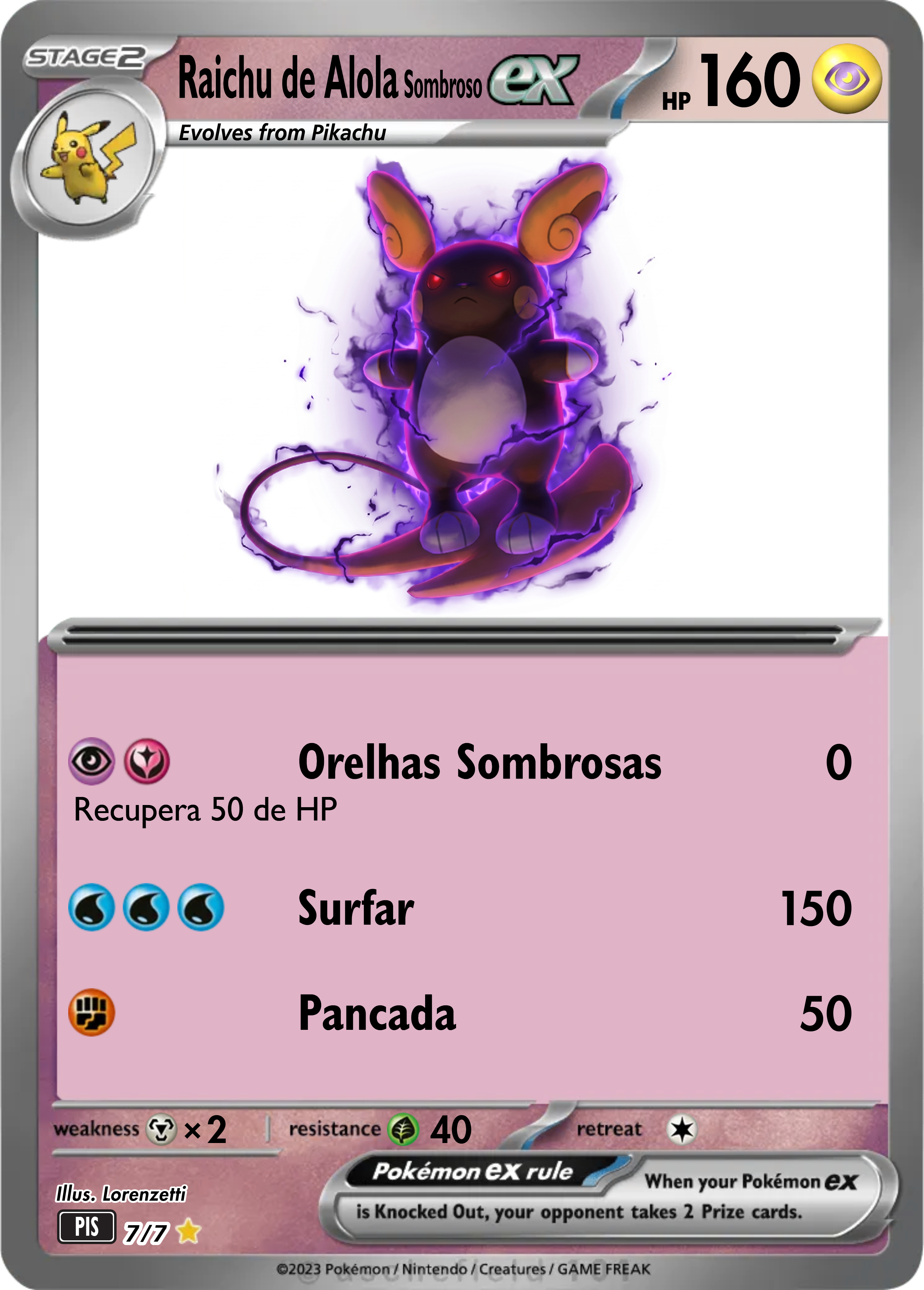 Carta Raichu de Alola Sombroso